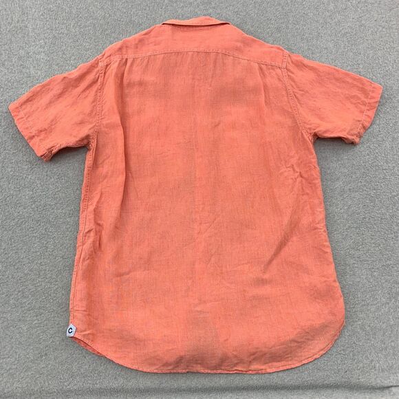 Daniel Cremieux Button Shirt Mens Medium Linen Short Sleeve Salmon Color - Picture 10 of 13